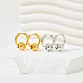 Wholesale Luxury Trendy Western Style Small Stainless Steel 14k Gold Charm Round Bead Huggie Hoop Earring Jewelry