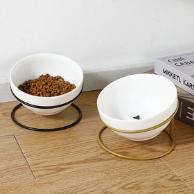 Tilted Cat Feeding Bowl Neck Protection Ceramic Cat Bowl Elevated