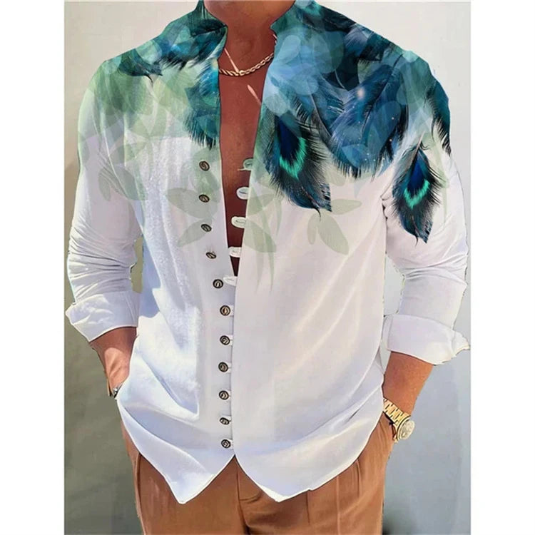 2023 New Vintage Shirt Casual Loose Long Sleeve Shirt for Men