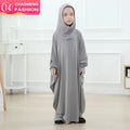 6399#2020 Latest Children Kaftan Design Islamic Clothing With Hat Arab Girls Muslim Dresses Prayer Clothes Kids Abaya Support