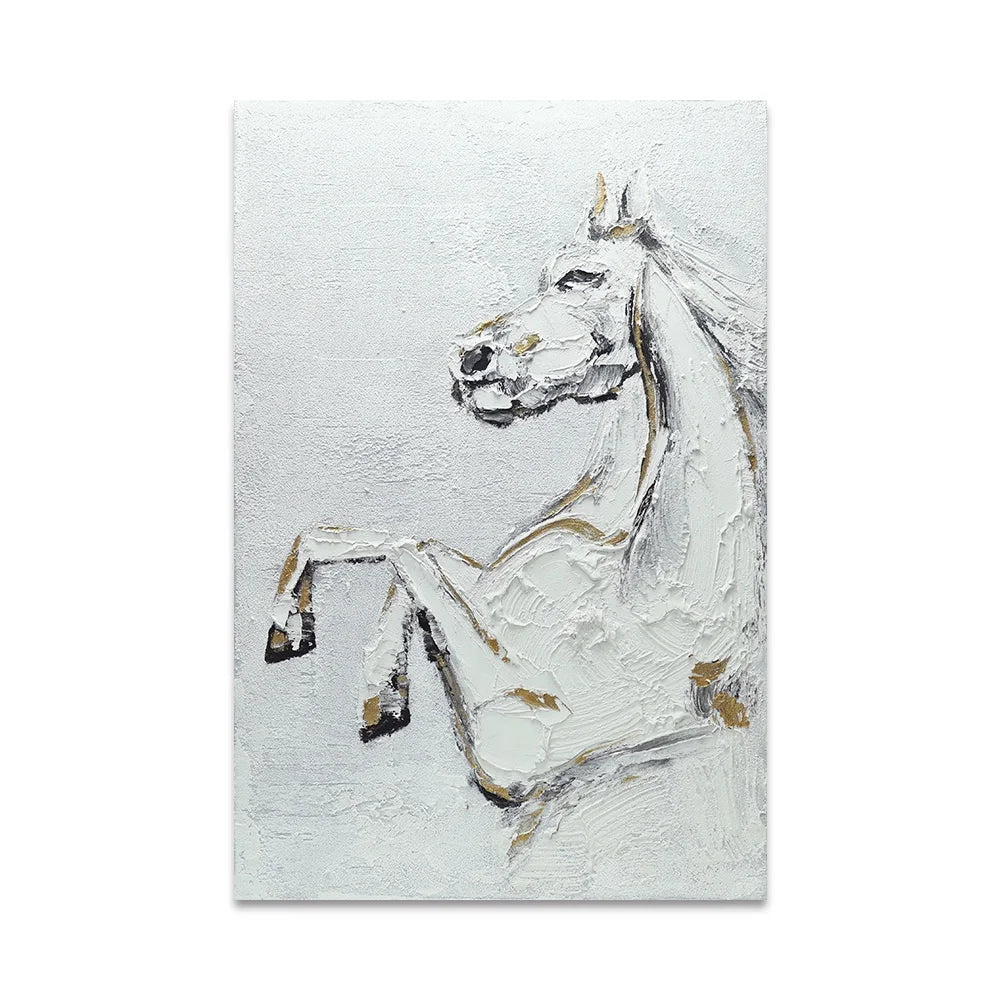 Custom Simple Original Horse Gold Foil Acrylic Painting Hand-painted Texture Thick Oil Abstract Canvas for Art Projects