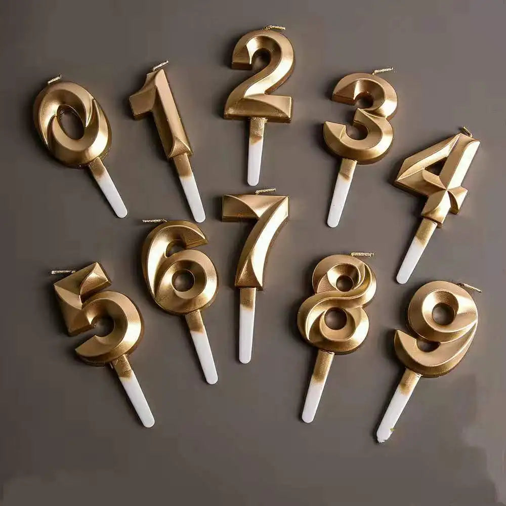 2cm*4.8cm Paraffin Wax Digital Number Shaped Birthday Candles Numbered  Decorative Cake