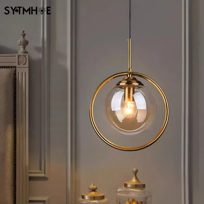 Suspension Glass Pendant Lights Ball Nordic Living Room Bedroom Ceiling Hanging Lights Modern Kitchen Island Lighting Lamp