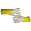 Disinfect Anti Corrosion Acid Alkali Yellow Latex White Double Crinkle Finish Household Gloves Luvas Guantes Unlined