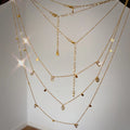3 Designs Cubic Zircon Round Circle Gold Necklaces Waterdrop Rectangle Choker Necklaces for Women Stainless Steel Dainty Jewelry