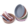 Silicon Bowl Spoon Sendok Set Feed Bowl Suction Plate Bpa Free Training Baby Feeding Silicone Spoons and Fork