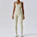 Hot Sell Elastic Solid Yoga Pilates Ribbed Yoga Sets Fitness Women One Piece Jumpsuit Seamless Yoga Leggings