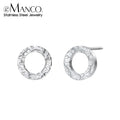 EManco 316L Stainless Steel Earrings Hammered Round Circle Stud Earrings