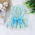 Fashion Bow Puppy Green Plaid Princess Wedding Medium PET Dress Striped Mesh Princess Luxury Pet Clothes Dog Dress for Large