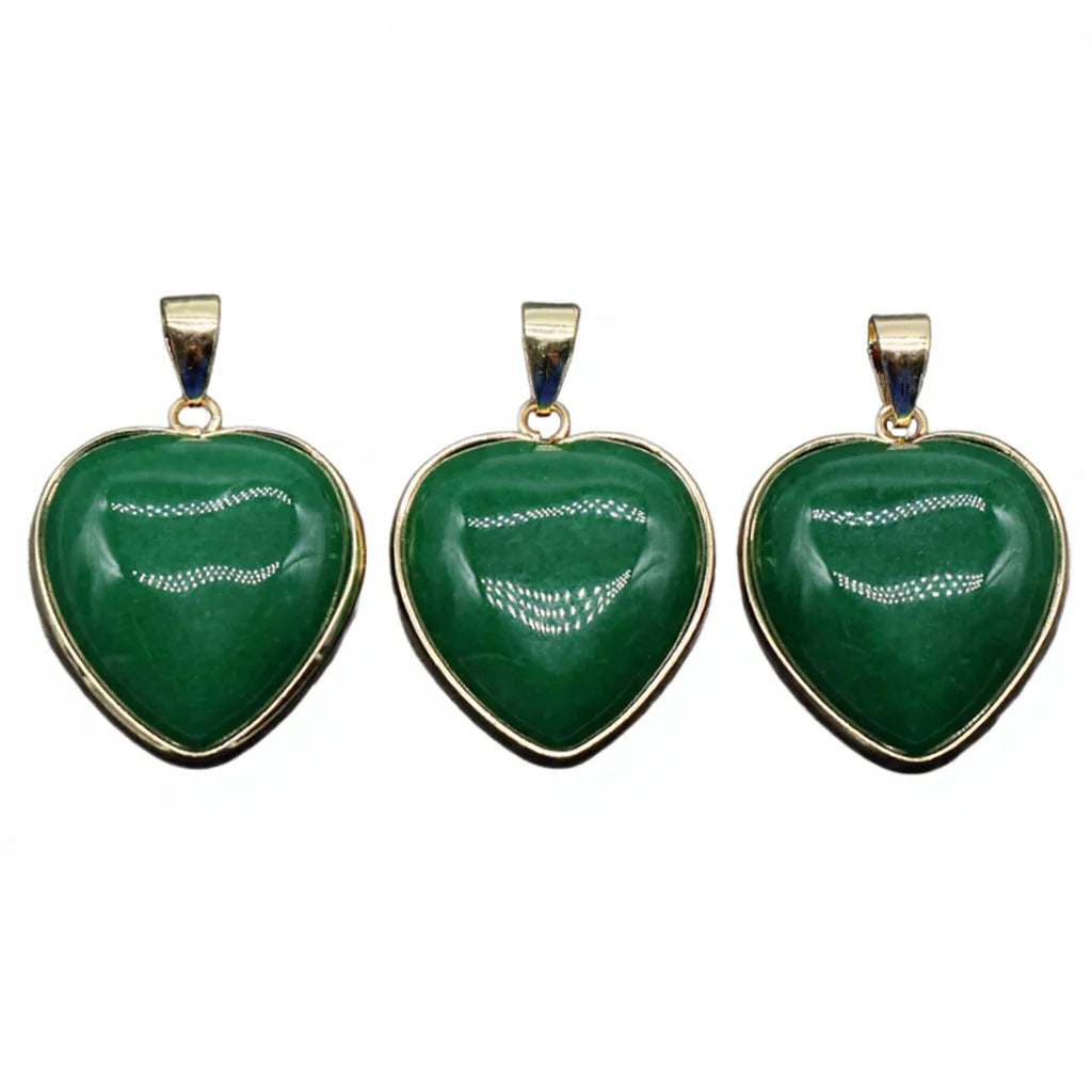 Wholesale Love Heart Shape Pendant Rose Quartz Green Aventurine Tiger Eye Natural Stone Pendant for Jewelry Making