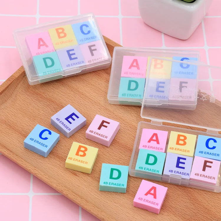 Creative Boxed Letters A-F Boxed Eraser Eraser Learning Stationery Eraser Wholesale Rubber Factory Cute Stationary
