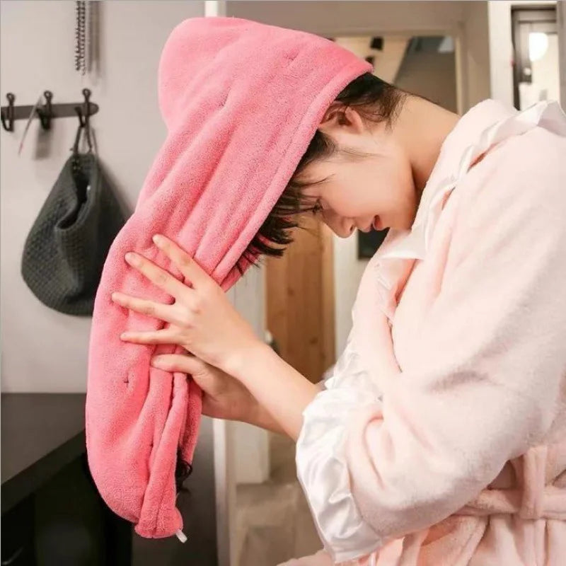 Super Anti-Frizz Absorbent Microfiber Hair Towel Soft Turban Wrap for Curly Long Thick Hair for Home or Beach Use
