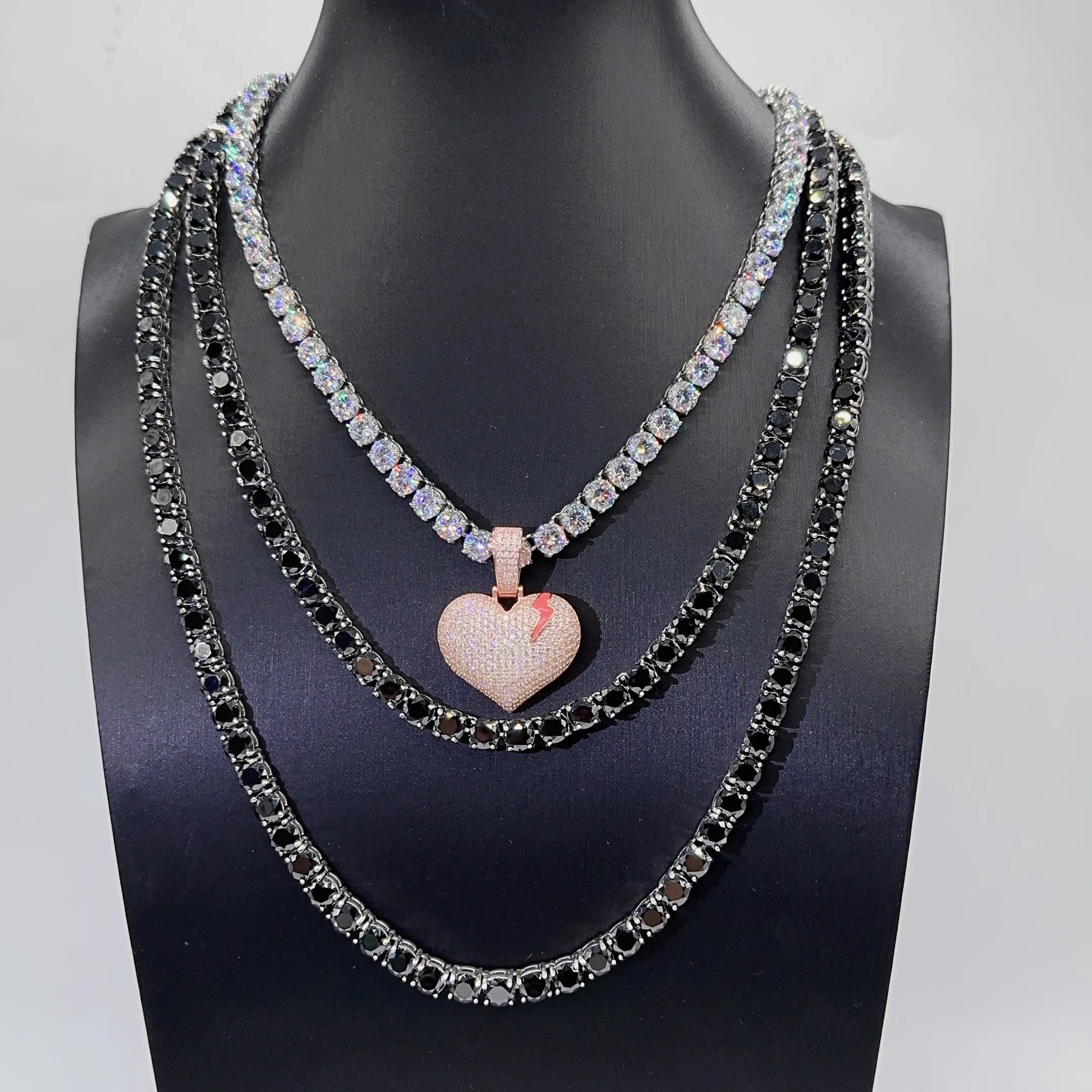 Ready to Ship Zircon Jewelry 3mm 4mm 6mm Round 5A+ CZ Diamond 316L Stainless Steel Hip Hop Tennis Chain