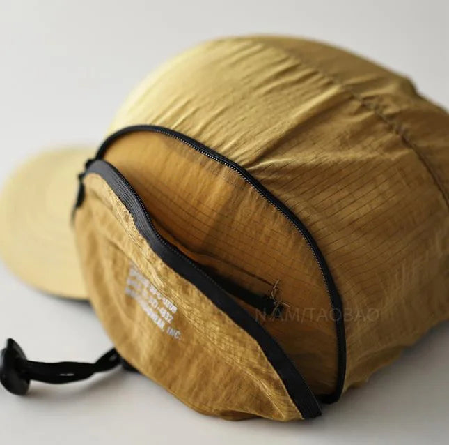 Custom 5 Panel Rope Caps Waterproof Sports Men Women Ripstops Polyester Nylon Camp Running Hat Zipper Stash Pocket