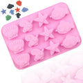 082 12 Hole Sea Animal System Fish Sea Snail Shape Silicone Chocolate Mold Ice Tray Hand Make Candle Mould Silicone Resin Soap