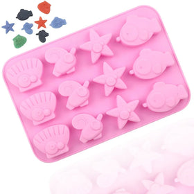 082 12 Hole Sea Animal System Fish Sea Snail Shape Silicone Chocolate Mold Ice Tray Hand Make Candle Mould Silicone Resin Soap