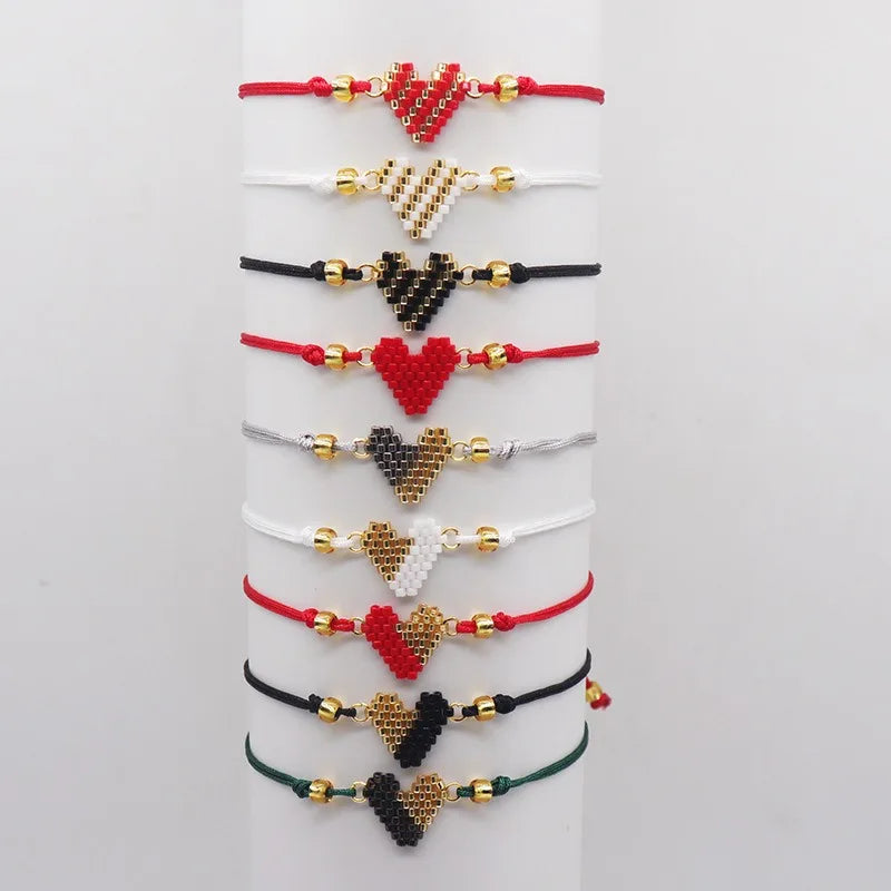 Handmade Bohemian Style Multi-Color Miyuki Crystal Heart Beaded for Bracelet for Women Perfect Religious Fashion Accessory for
