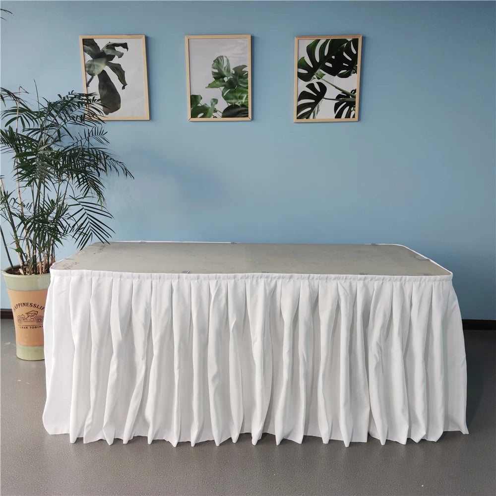 Wholesale 6ft Rectangular Ruffled Pleated Party Table Skirt Wedding