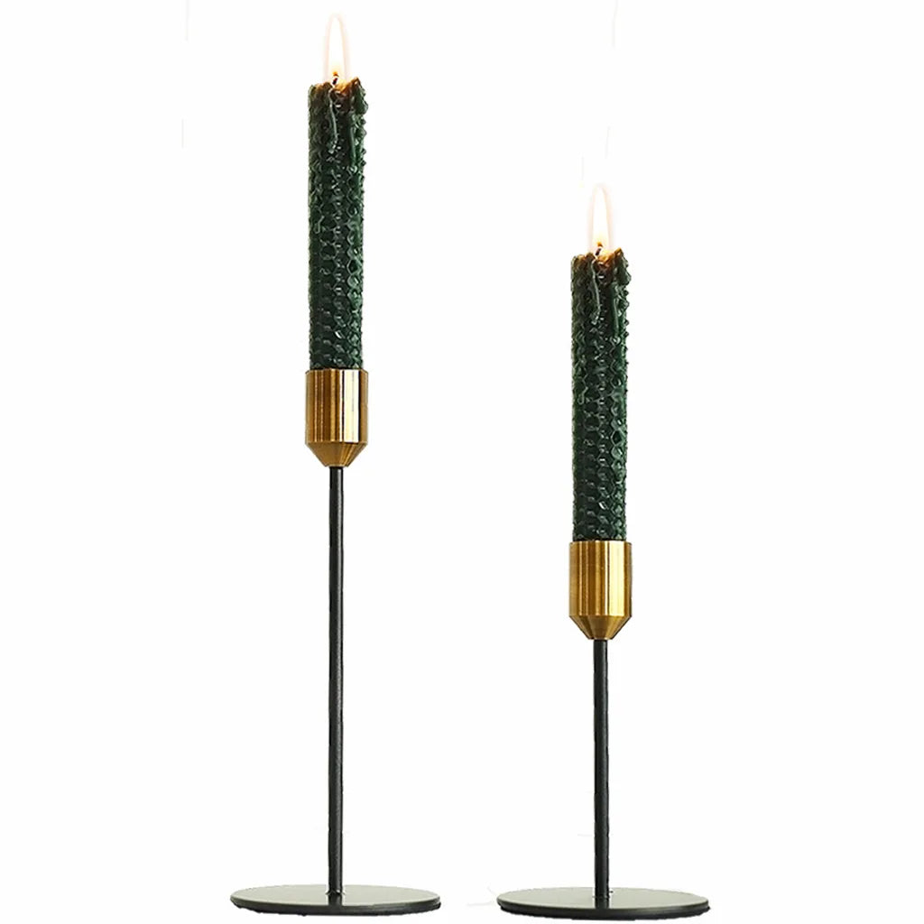 European Style Modern Luxury Handmade Gold and Black Iron Votive Wedding Tall Candlestick Holder for Home Decoration