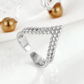 Trendy Rhodium Plated 925 Sterling Silver Wave Point Polka Dot Bezel Setting Index Finger Ring for Women