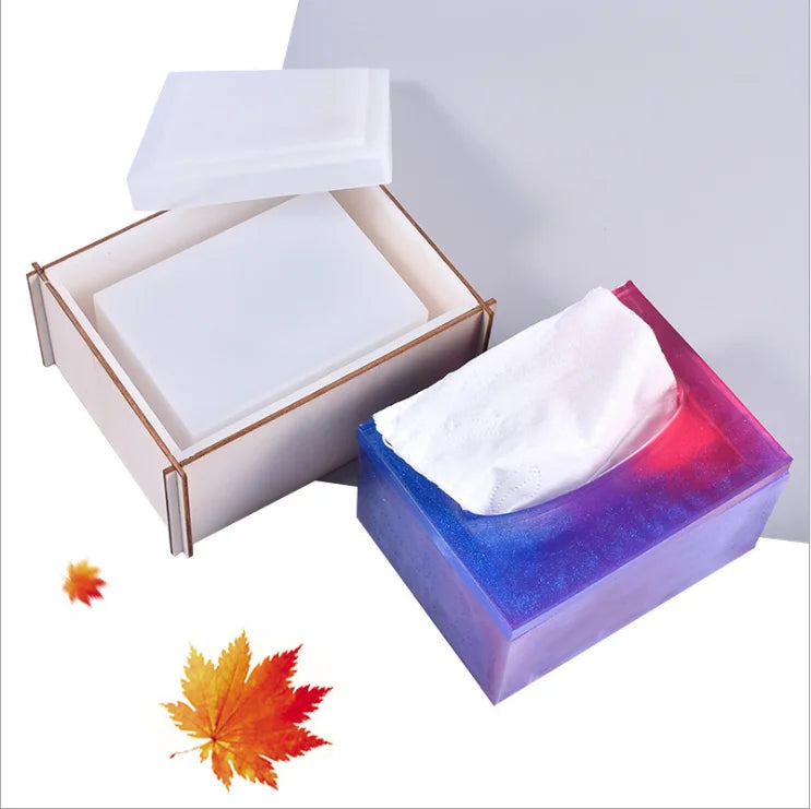 11293 Epoxy Resin Casting Tissue Box Silicone  Resin Mold With Lid