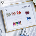 Vinimay Dynamic Starlight Cat Eye Gel Polish Set 10 Colors Holographic Magnetic Cat Eye Glitter Gel Nail Polish for Salon