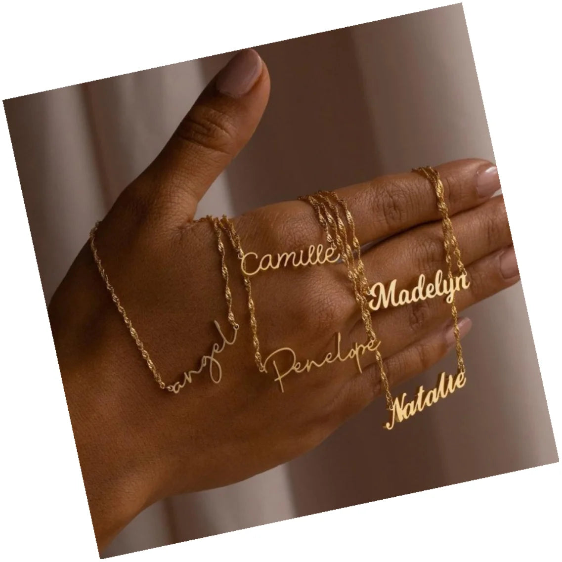 DAIHE DIY Personalized Handwriting Name Necklace Stainless Steel Custom Name Necklace for Women