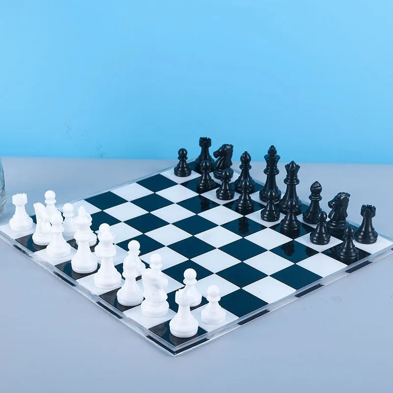 International Chess Pieces Crystal Epoxy Resin Molds King Queen Knight 6 Pieces Chess Set Silicone Mold Craft