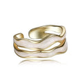 Fashion Jewelry 925 Sterling Silver Elegant Oil Drip Enamel Wave Irregular Adjustable Opening Finger Ring for Women Girl Gifts