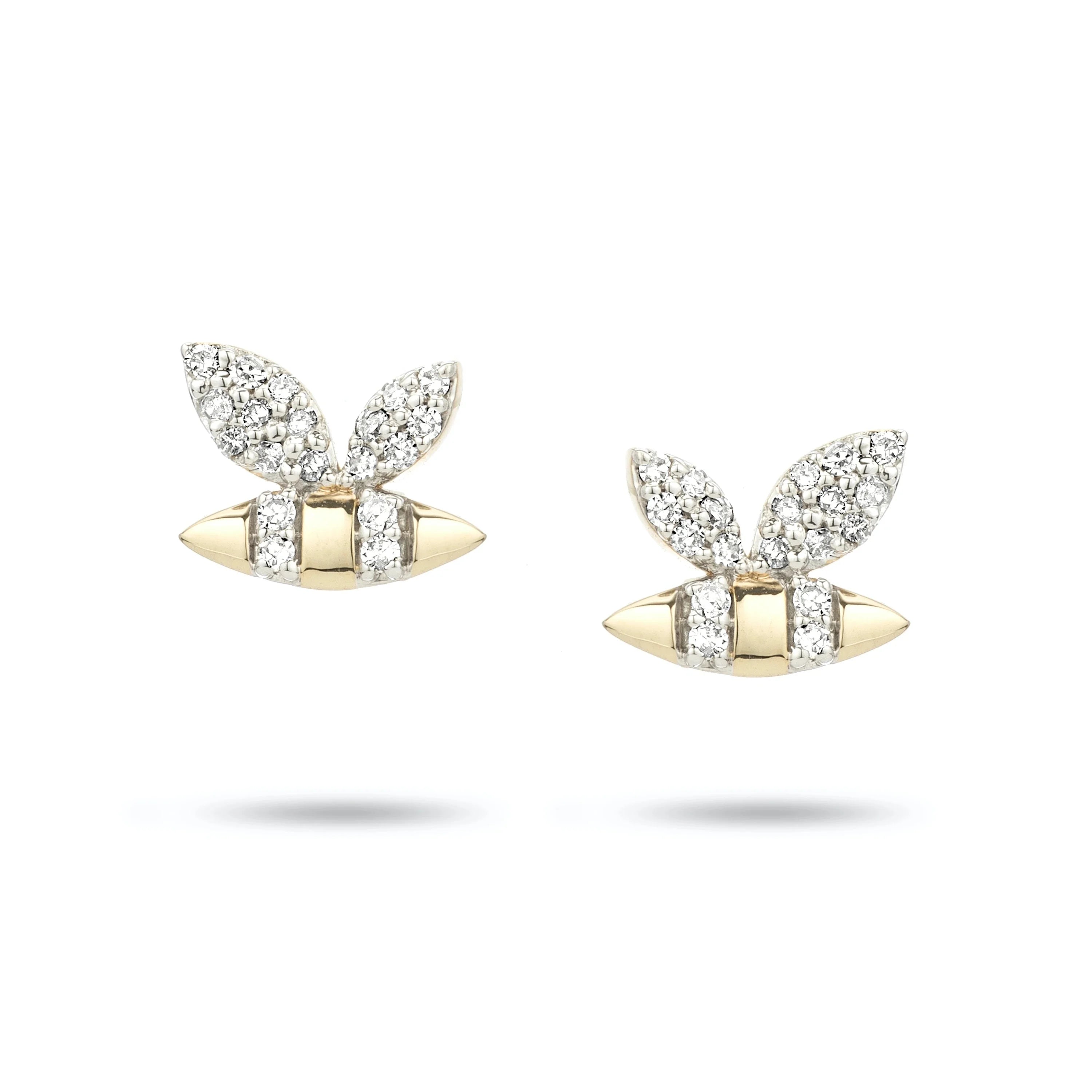 LOZRUNVE Cute Garden Party Pave Bumblebee Posts Bee Stud Earring Silver 925