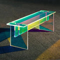 Modern Crystal Clear Acrylic Stool Fancy Laser Rainbow Bench Direct Factory for Minimalist for Public Sitting Areas Workshops