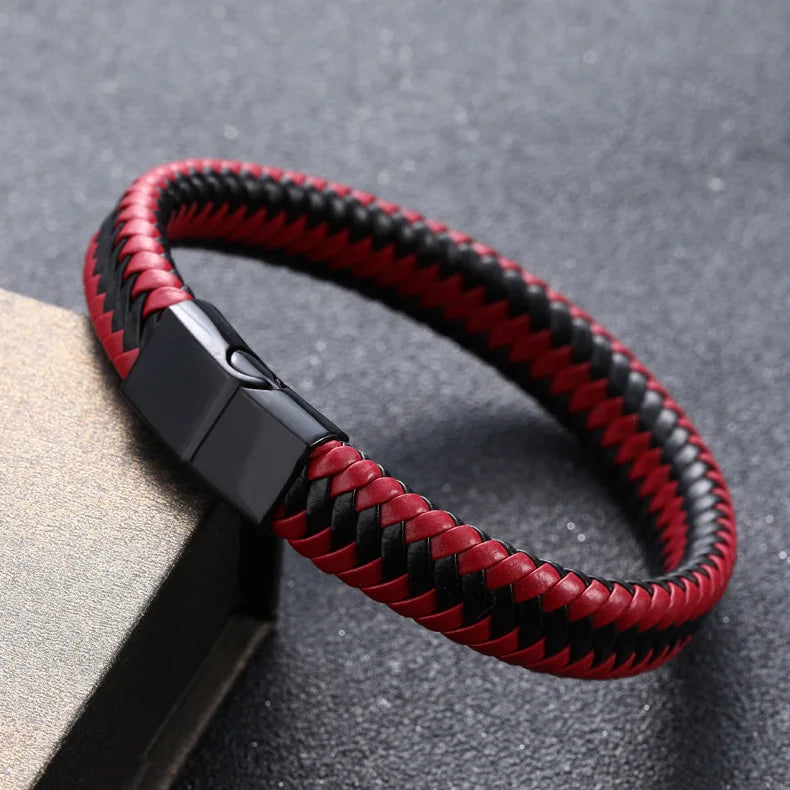 Jachon Wholesale Luxury Men'S Magnetic Clasp Men Jewelry Bracelet Real Leather Bracelet