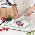 Multifunction Foldable Collapsible Chopping Blocks Plastic Kitchen Cutting Board Set With Basket Drip Tray Containers and Lid