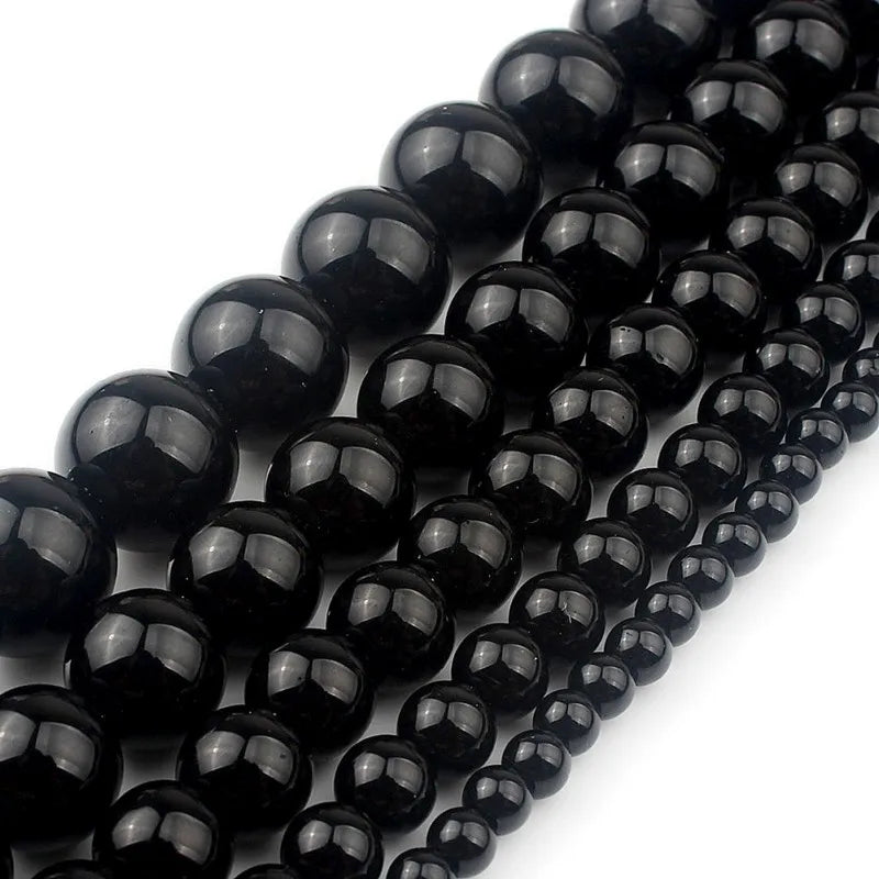 Wholesale round Loose Black Glass Beads 6/8/10/12mm for Jewelry Making DIY Bracelet Necklace Crystal Lampwork & Glass Beads