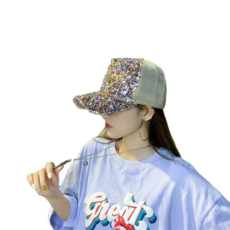 Sporty Trendy Ins Net Hat South Korean Version 100% Polyester Baseball Cap Thin Flat Cap for Spring Summer Leisure Versatile