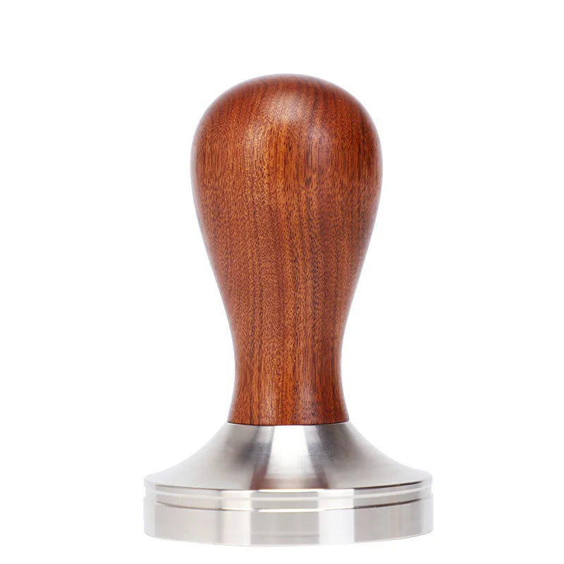 Custom Logo 51 53 58mm Rose Wood Hande Stainless Steel Coffee Powder Tamper Espresso Coffee Tamper Distributor