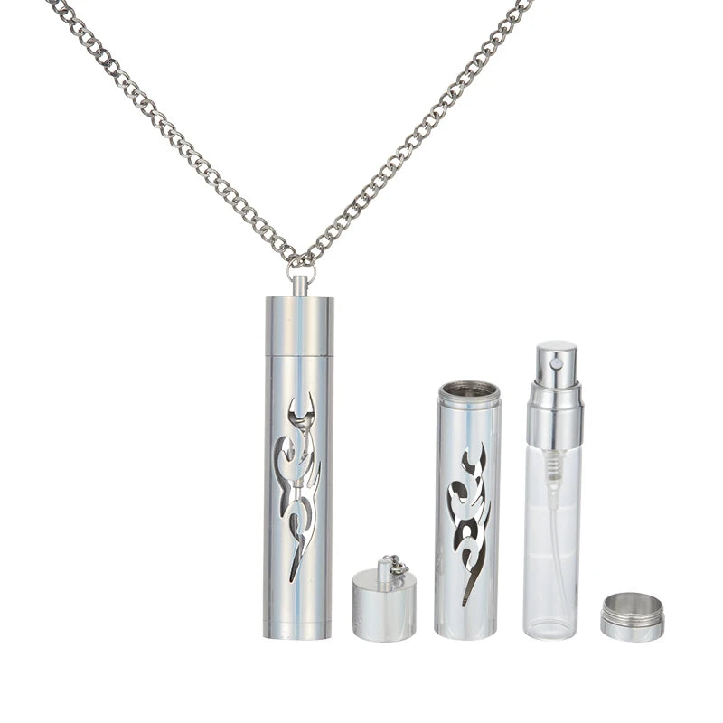 MUB Luxury Gold Silver 2ml 5ml Stainless Steel Glass Perfume Bottle Pendant Mini Spray Vial Chain Bottle