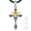 Religious Jewelry Real 925 Sterling Silver 18K Gold Plated St. Michael Faith Cross Pendant Necklace for Men or Women