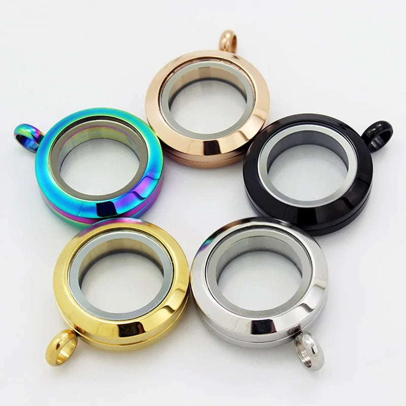 Diameter 20mm Stainless Steel Twist Top Glass Floating Living Memory Lockets Pendant Jewelry Gifts Can Put in Charms Mini Photo