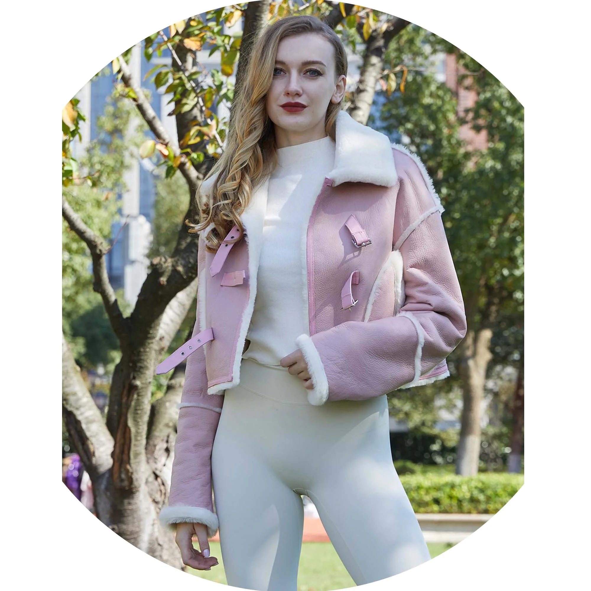 Luxury Winter Warm Thick Genuine Sheep Leather Fur Jacket