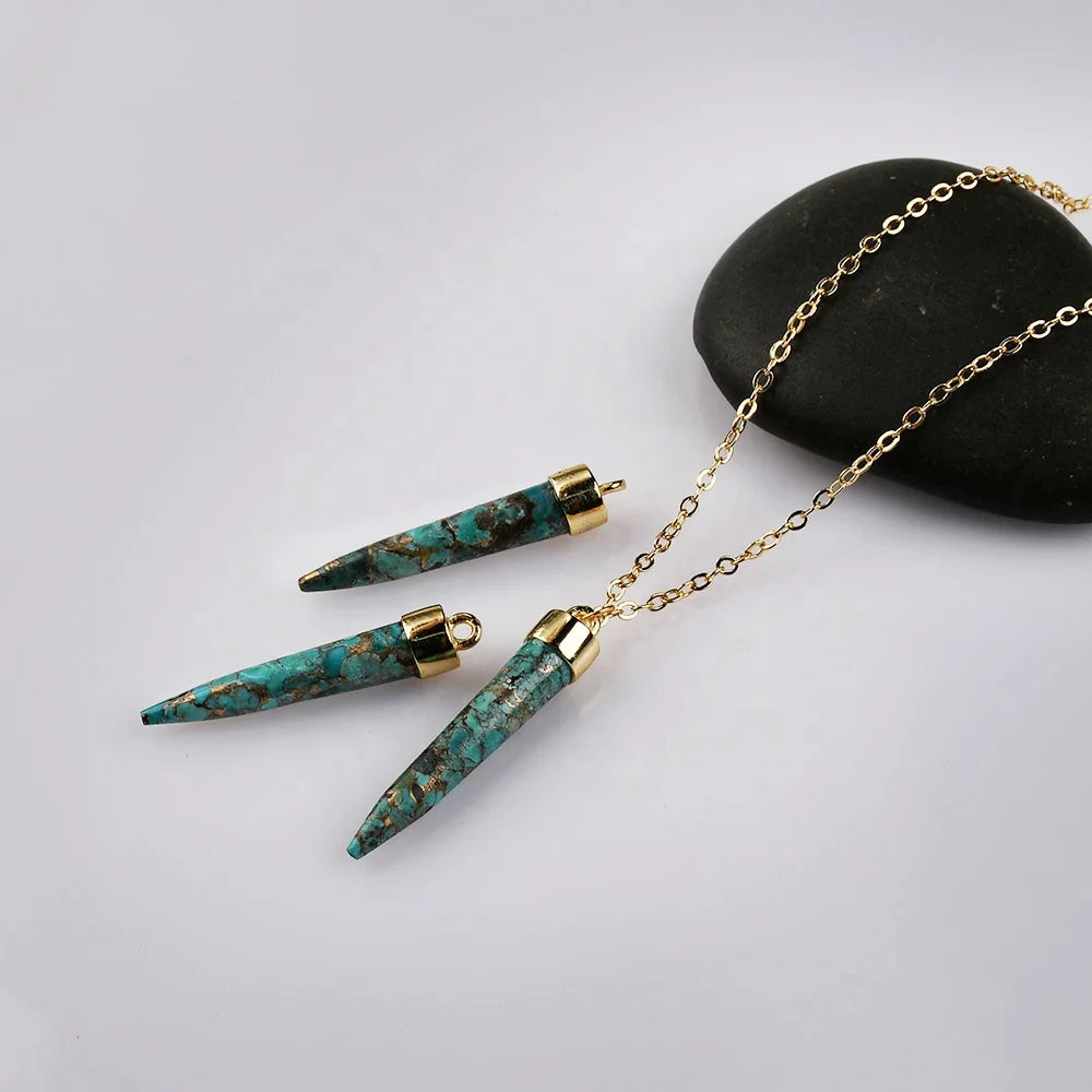 ZG0468 Wholesale Natural Turquoise Bar Pendant Necklace Jewelry for Women