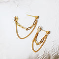 Simple Front to Back Chain Earrings Minimalist Bare Travel Jewelry Gold Chain Stud Earring Multiple Piercing Earrings