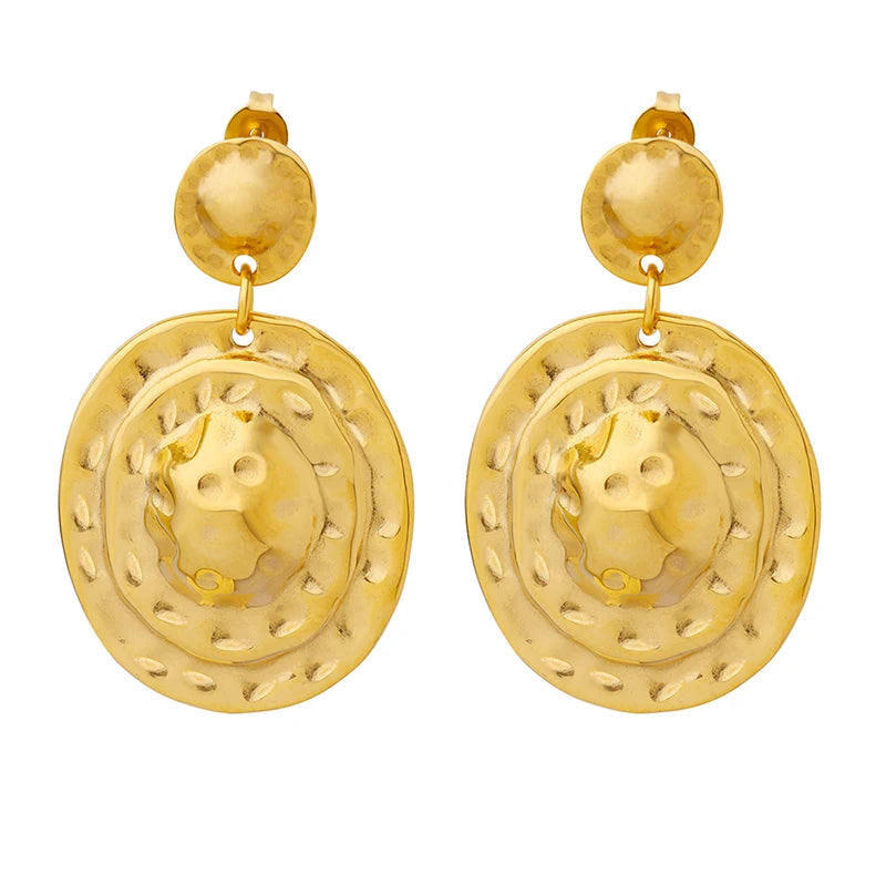 Hot Selling Straw Hat Texture Hoop Earrings Popular Stainless Steel Earrings
