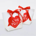 Love You Heart Ribbon Favor Handle Bag Paper Candy Gifts for Valentine's Day Mother's Day & Thanksgiving Party Decor 14x7x17cm