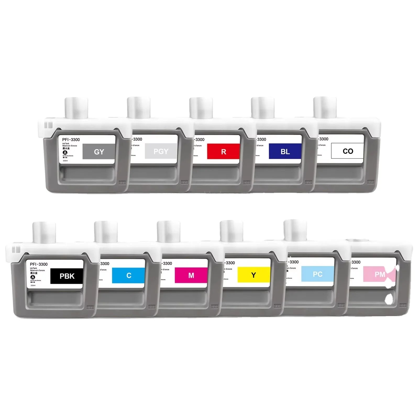 Ocbestjet 330ML 12 Colors Compatible Ink Cartridge for Canon 3300 for Canon Pro 2600 4600 6600 GP 4600S 6600S Printer