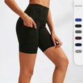 Wholesale High Waisted Yoga Shorts With Pockets Women Running Fitness Workout Biker Shorts