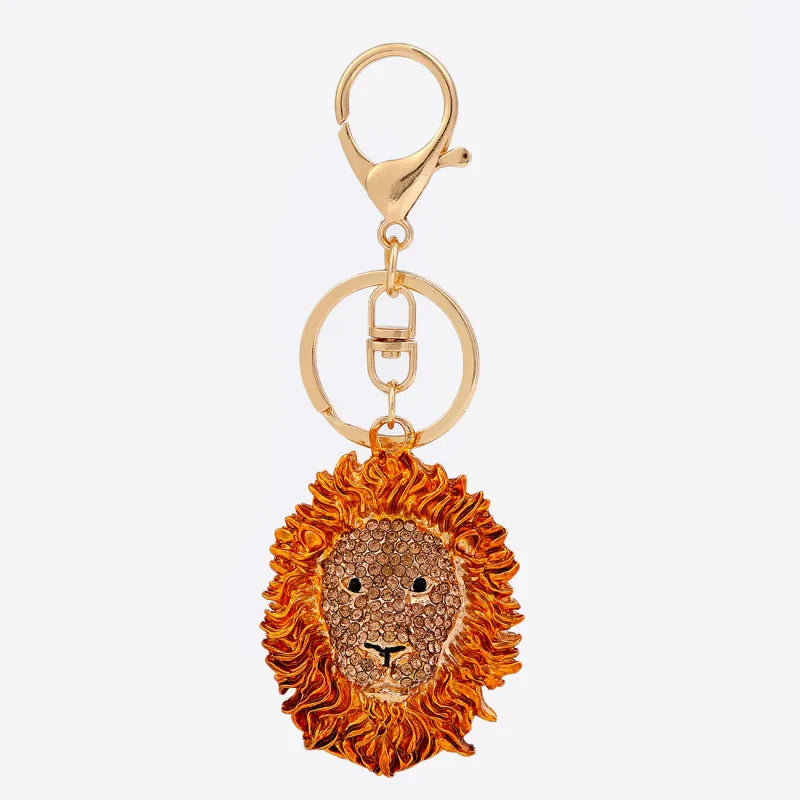 Factory Price Lion Head Keychain OEM Order Factory Diamond Customize Metal Key Ring Car Bag Phone Accessories Key Chain Gift