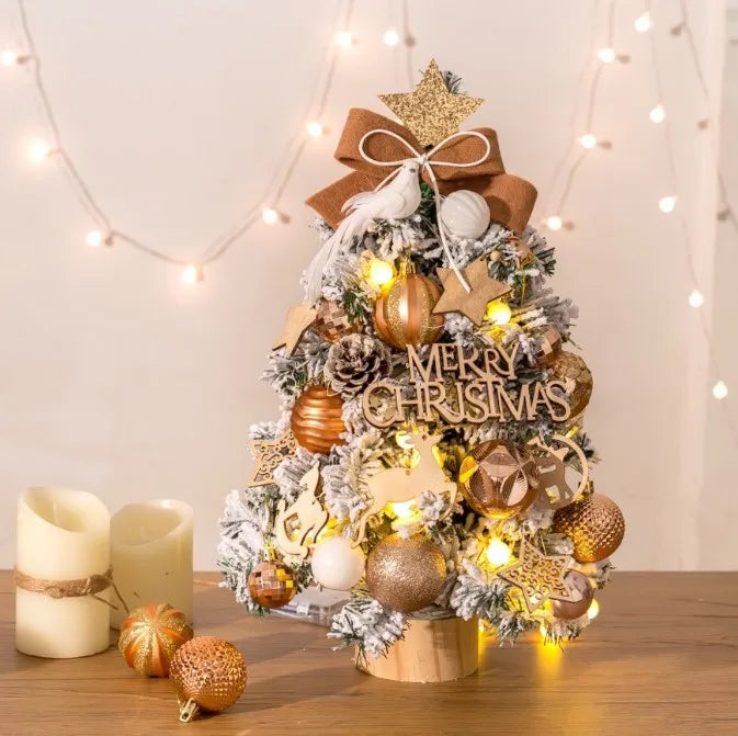 Christmas Tree White Snow Spray PVC 45cm Desktop Small Set