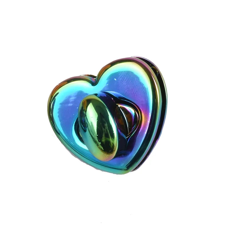 2026 Rainbow Metal Handbag Heart Turn Lock Handbag Hardware Clasp Purse Closure Twist Lock
