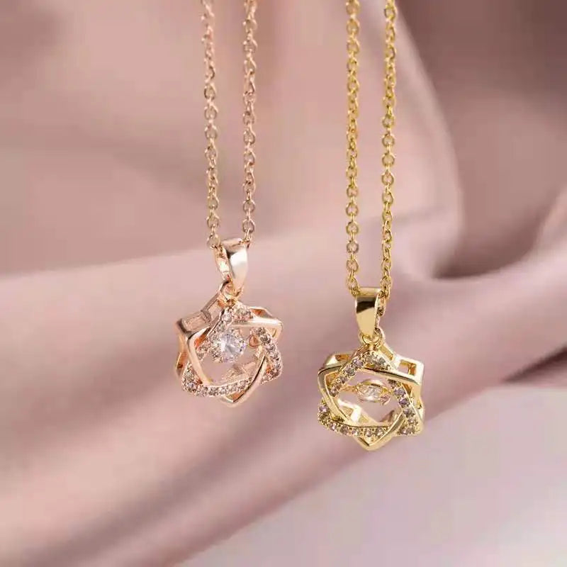 Smart Six-pointed Star Titanium Steel Necklace Female Clavicle Pendant Gift Necklace For Girlfriend